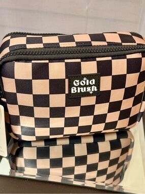 Gold Blush Mocha & Black Checkerboard Crossbody/Bestie Bag BNWT